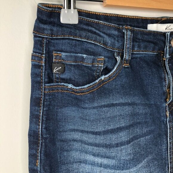 Kancan  Dark Wash Raw Hem Denim Mini Skirt Size 27 - Picture 2 of 8